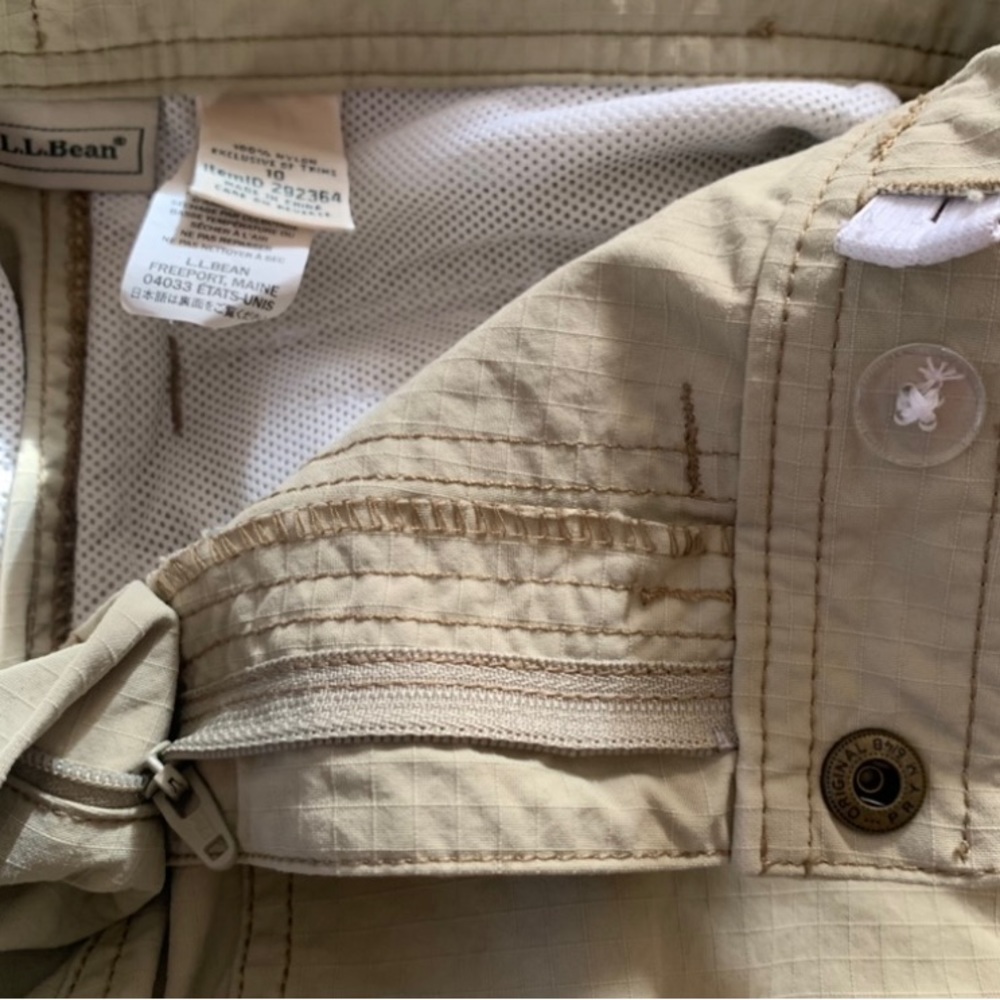 LL Bean kids khaki zip off convertible hiking pants shorts boys size 10 - Picture 5 of 7